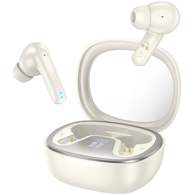 Hoco EQ6 In-ear Bluetooth Handsfree Ακουστικά με Θήκη Φόρτισης Milky White